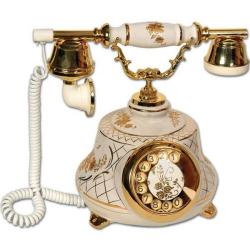 Tombul Porselen Beyaz Antika Telefon