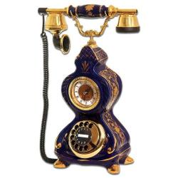 Saatli İtalyan Kobalt Porselen Telefon