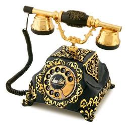Şehrazat Antik Siyah Altın Varaklı Telefon