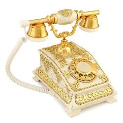 Büro Antik Çatlak Beyaz Varaklı Telefon