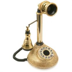 Hasır Leylek Altın Varaklı Swarovski Taşlı Telefon