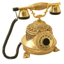 Tombul Altın Varaklı Swarovski Taşlı Telefon