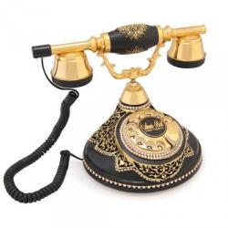 Antik Damla Siyah Varaklı Swarovski Taşlı Telefon