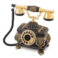 Kristal Siyah Swarovski Taşlı Telefon