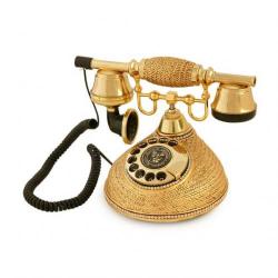 Hasır Altın Varaklı Swarovski Taşlı Telefon